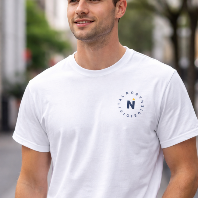 Man wearing Northside Digital Branded T Shirt