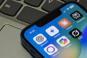 Can AI build your website - smartphone with popular AI apps